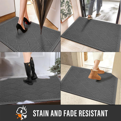 HIYARD Sturdy Front Door Mat, Absorbent Muddy Dirt Resist Welcome Door Mats Outdoor Indoor, Stain and Fade Resistant, Non-Slip Rubber Backing Low Profile Doormat for Entryway, 30×17, Beige