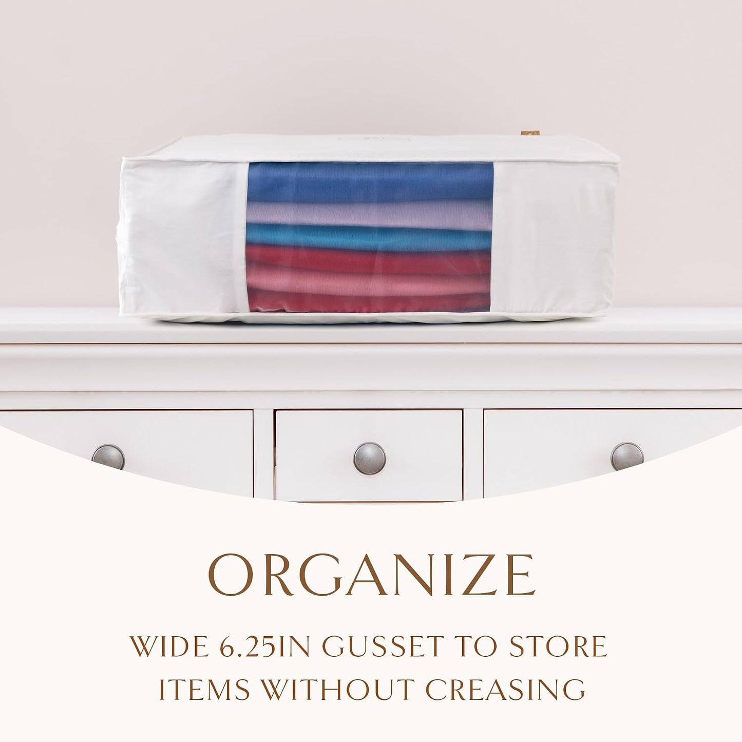 Hayden Hill Luxury Organic Cotton Sweater and Blanket Storage Bag 20 Inch | Fits 9 Fine Knits or 2 Blankets, Breathable, Moth Proof, Garment Storage Bag For Cashmere, Certified Carbon Neutral, White