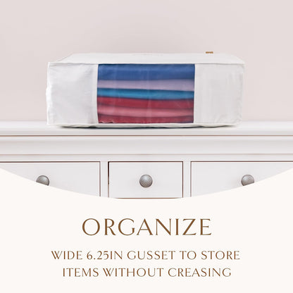 Hayden Hill Luxury Organic Cotton Sweater and Blanket Storage Bag 20 Inch | Fits 9 Fine Knits or 2 Blankets, Breathable, Moth Proof, Garment Storage Bag For Cashmere, Certified Carbon Neutral, White