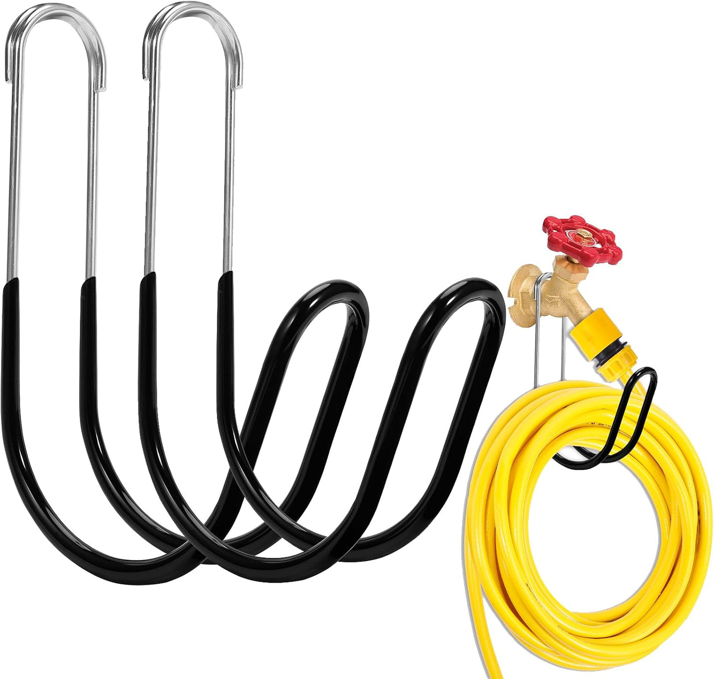 Garden Hose Storage Hook Water Hose Holder Hose Hanger,304Stainless Steel Solid Hose Hook Holds Up to 50Ft Hose Perfect for Garage, Garden,Tool Room(Matt Black 1pcs)