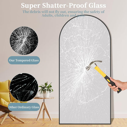 Full Length Mirror with Stand, 71"x28" Arched Full Body Large Stand Up Aluminum Frame Floor Standing Mirror, Freestanding Hanging Leaning Mounted for Bedroom Living Room Entryway Gold