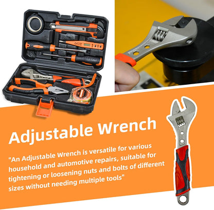 Tool Kit Basic Home Repair Tool Set,General Household Tool Kit with Plastic Tool box,Perfect for Outdoor working,Office & College Dorm.Tools mainly include hand saw,wrench,hammer,Screwdriver