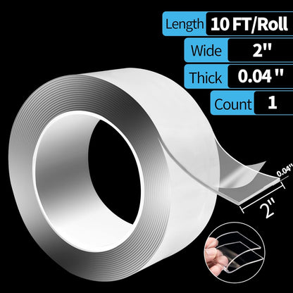 Art3d Double-Sided Tape (4-Roll of 10FT), Removable, Traceless, Washable, Reusable - Multipurpose Tape as Seen on TV (1/24" x 1/2" x 10', 4)