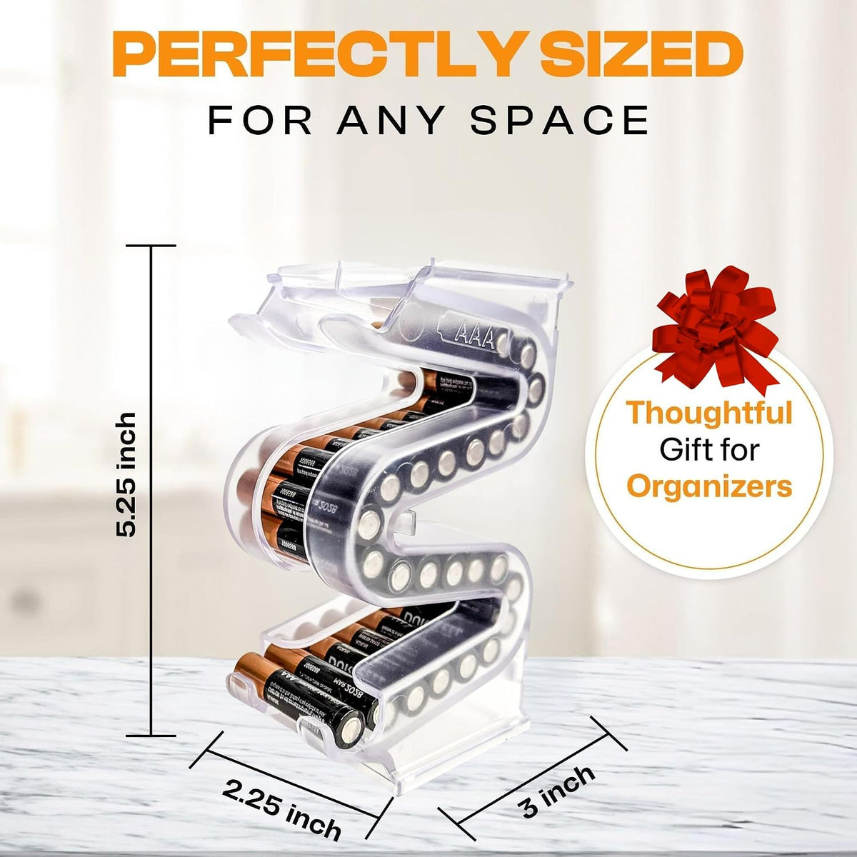 Battery Ladder Case - Battery Organizer & Dispenser (AAA & AA) | Stack It or Wall-Mount It To Dispense Batteries in First-In-First-Out Order, Tidy Storage for Home, Garage & Workshop