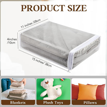 Riakrum 30 Pack Clear Zippered Storage Bags, 15x11x4 inches, Vinyl Plastic Sweater Sheet Organizers Storage Bags, PVC, for Clothes, Sheet, Blankets, Fabrics Organizers (White)
