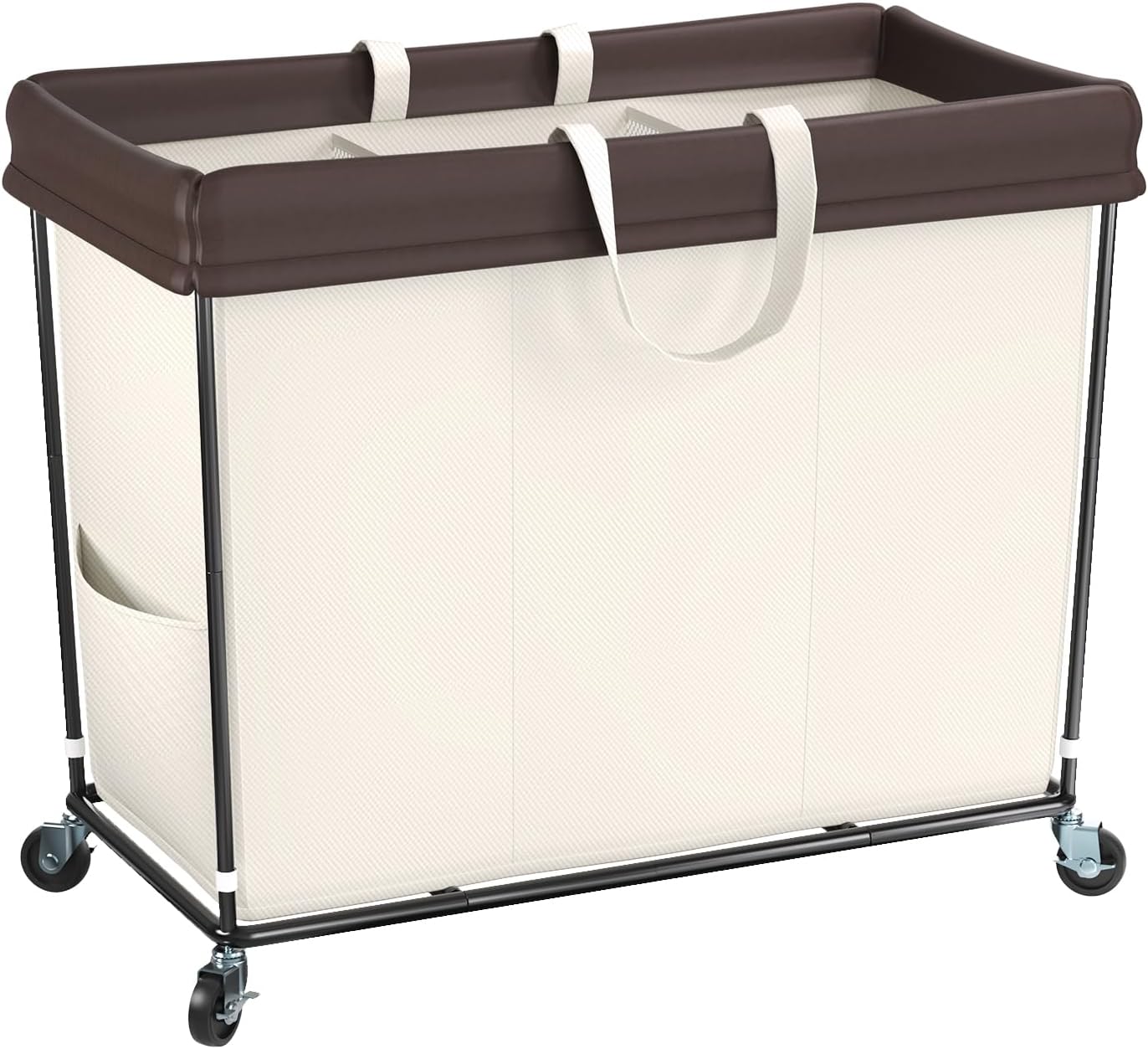 Mefirt 320L Laundry Hamper with Wheels, 3 Section Large Rolling Laundry Basket Bag with Wheels, Clothes Hamper Cart for Laundry, Bedroom, Bathroom and Dorm