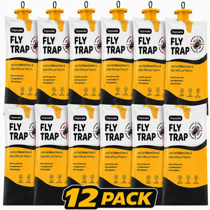 Outdoor Fly Trap Bags [Set of 4] Disposable Fly Traps Outdoor - Hanging Fly Traps with dissolvable Non-Toxic Bait - Bug Catcher Killer for All Flies for Outside Bug Control Patio, Barn and Ranch Etc