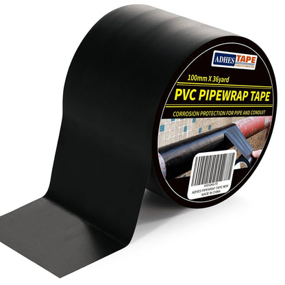 ADHES Corrosion Protection Pipe Tape, 2 Inch X 36 Yds(108FT), 6.0Mil PVC Pipe Wrap Tape Weatherproof Wrap Duct Tape for Drain Pipe, Metal & Electrical Piping, Outdoor, Underground Pipe, Black