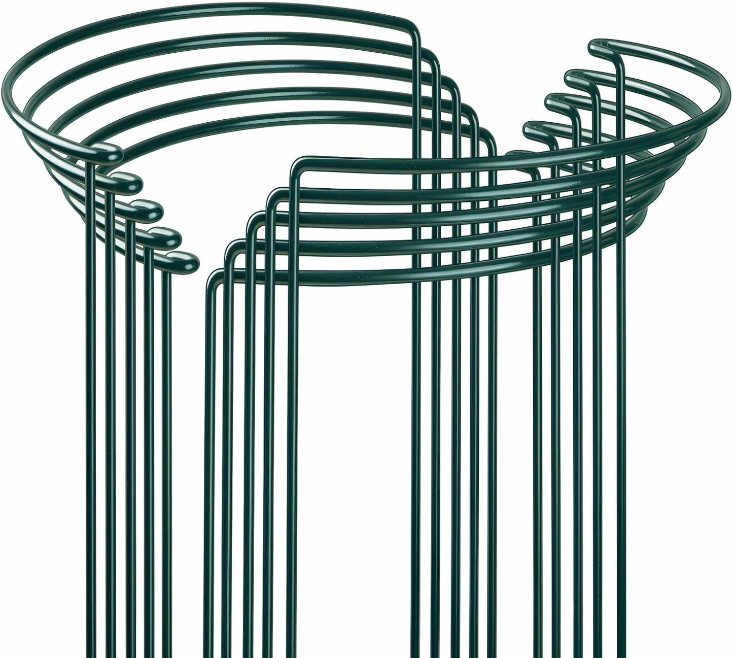 10-Pack Heavy-Duty Plant Support Stakes, Garden Sage 10" W x 16" H Half-Round Rust-Resistant Metal Garden Border & Climbing Plant Cage, Sturdy Ring Stake for Indoor/Outdoor Flowers, Vines, Vegetables