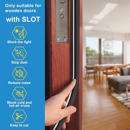 40FT Kerf V‑Shaped Weather Stripping Door Seal, Press‑in Seal for Pre‑Cut Slot Doors, Not Self‑Adhesive, Soundproof Draft Blocker for Exterior Front Doors, Fits Large Gaps, Easy DIY Install (White)