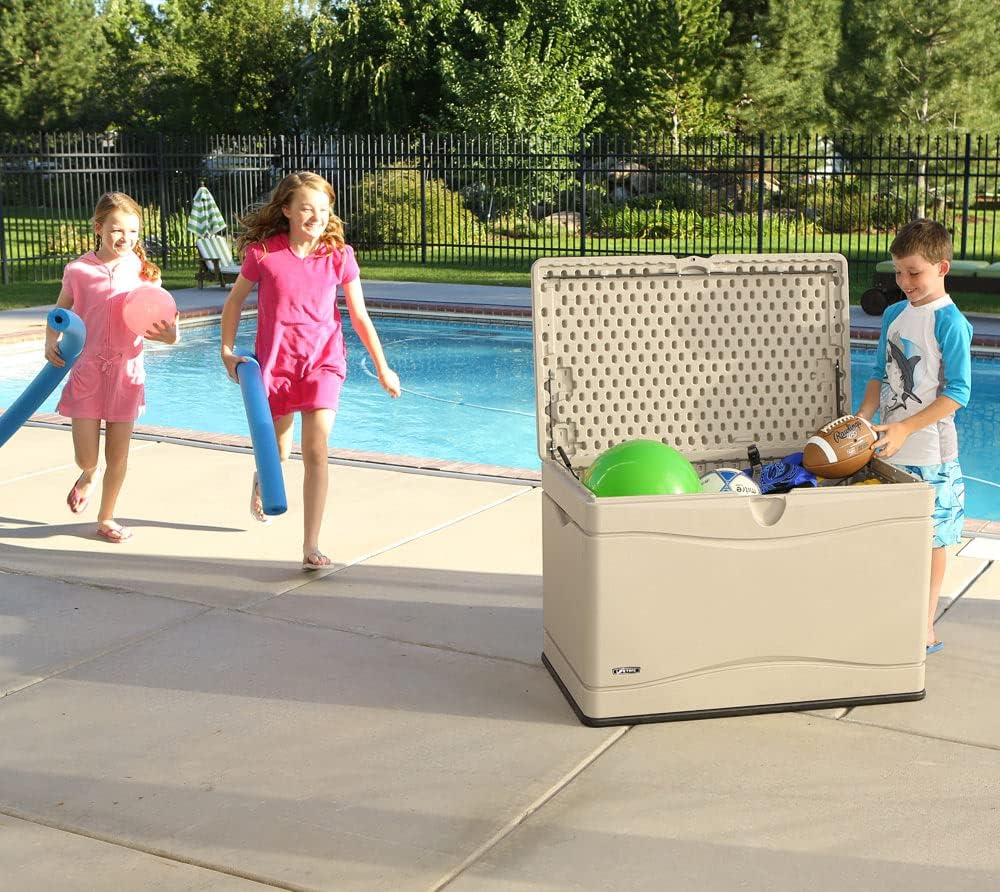 LIFETIME 60012 Extra Large Deck Box, 130 Gallon, Desert Sand/Brown