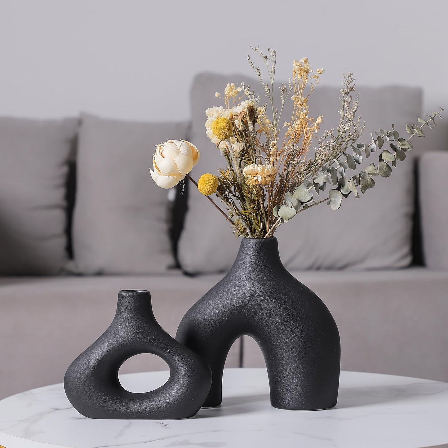 CEMABT Modern Nordic Boho Vase Set - Elegant Beige Matte Ceramic Vase for Living Room, Bookshelf, Mantel, Entryway Table & Console Decor | Home Decor Shelf Decorations Easter Gift