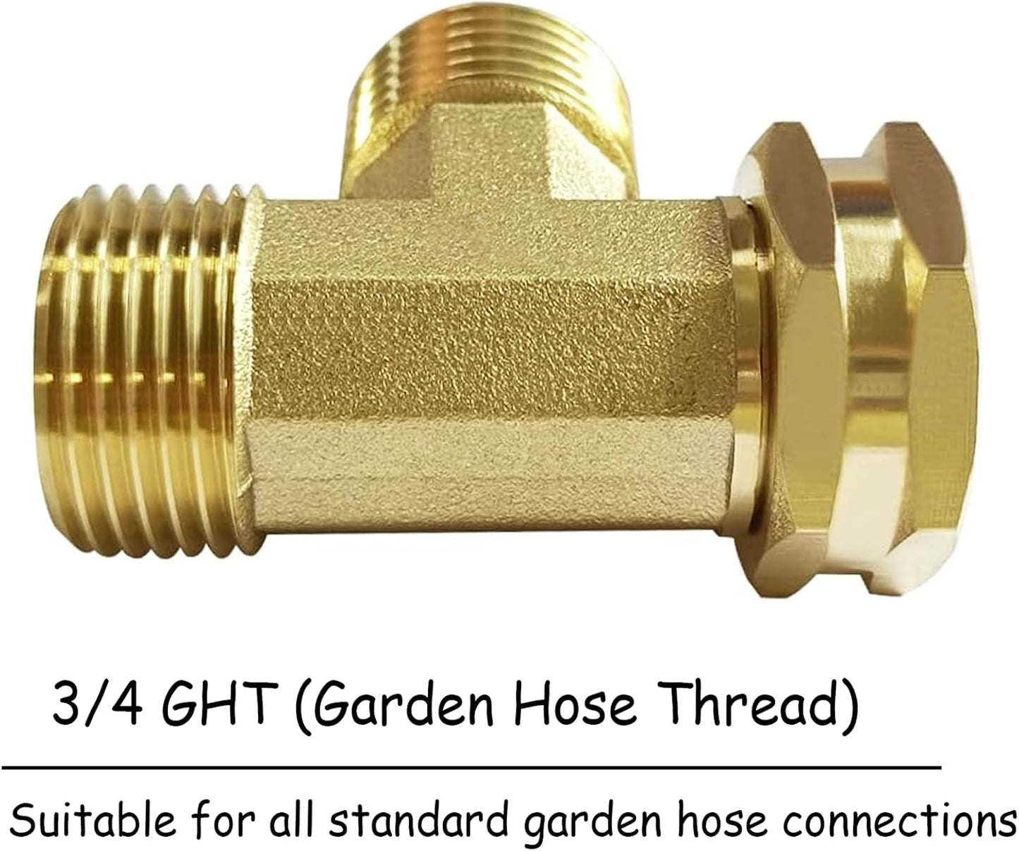2PCS Brass 3/4" GHT Garden Hose Splitter Body Backyard 2 Way Y Shaped Swivel Connector Threaded Pipe Fitting Coupler Adapter with Washer