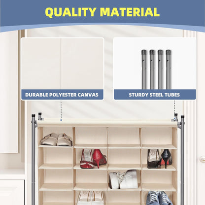 STORAGE MANIAC Stackable Shoe Cubby Organizer, Free Standing Shoe Cube Rack for Entryway, Bedroom, Apartment, Closet, 20-Cube Gray