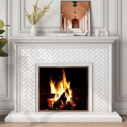 FunStick White Herringbone Peel and Stick Backsplash for Kitchen 12"x12" Peel and Stick on Backsplash Tile Stickers Self Adhesive Wall Tiles for Kitchen Bathroom Shower RV Waterproof Back Splash 5 Pcs