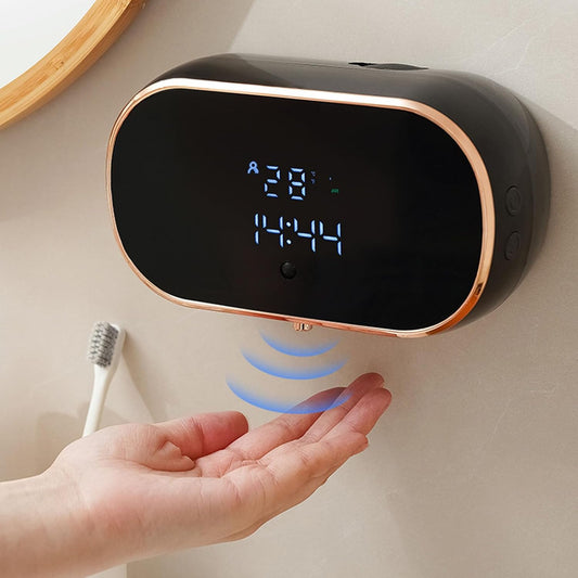 Zunate Wall Mount Automatic Foaming Soap Dispenser - 350ml USB Rechargeable Touchless Hand Soap Dispenser for Bathroom & Kitchen with Easy Install Adhesive (Black)