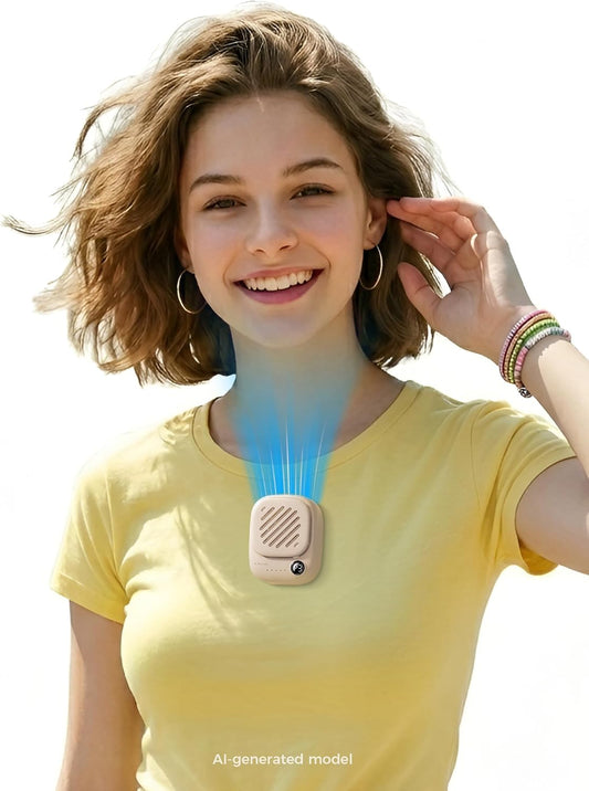 Aecooly Magnetic Clip On Fan, Mini Portable Neck Fan, Mighty Waist Fans, Light Hat Fans, Hands Free USB Rechargeable [10H Max Cooling Time], Personal Battery Powered for Travel, Gifts for Women -Beige