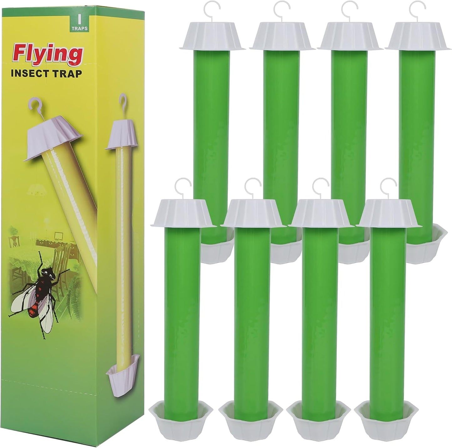 Fly Stick Sticky Fly Traps for Indoors Outdoor 12pk, Sticky Hanging Fly Stick, Flying Insect Trap, wasp Trap（Fluorescent Strip Yellow）