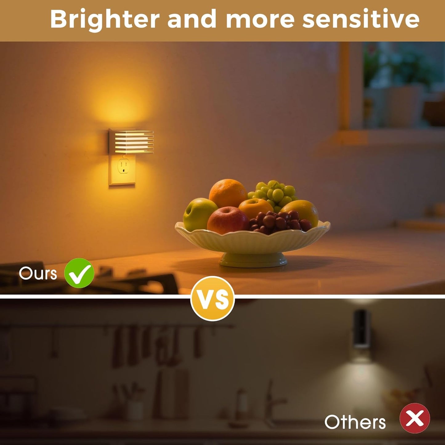 L LOHAS LED Motion Sensor Night Lights, [2 Pack] Dimmable Night Light Plug into Wall with Dusk-to-Dawn Sensor, Adjustable Brightness, 3000K Plug in Nightlight for Bedroom Bathroom Hallway (Black)