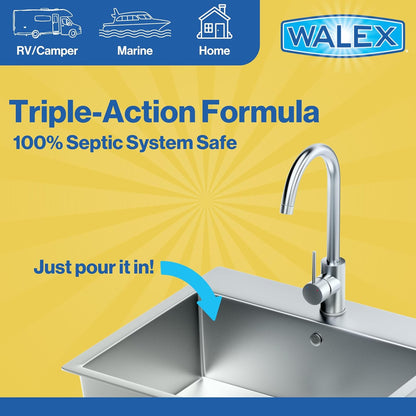 Walex Elemonate RV Grey Water Tank Deodorizer Tablets - Fresh Lemon, 5-Pack