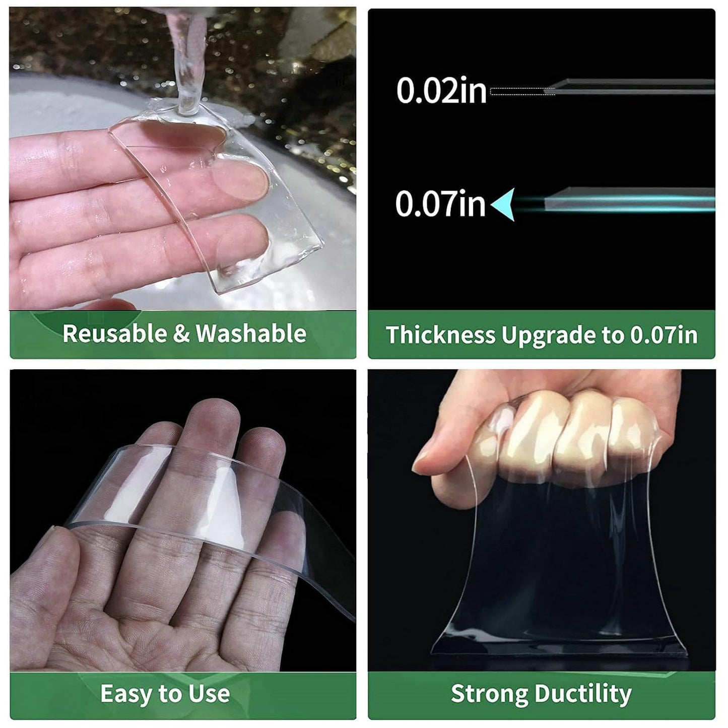 Jwxstore Extra Large Double Sided Tape Heavy Duty Removable 0.79 Inch x 196 Inch, Clear & Tough Nano Tape, Multipurpose Mounting Tape Picture Hanging Strips Adhesive for Carpet Poster