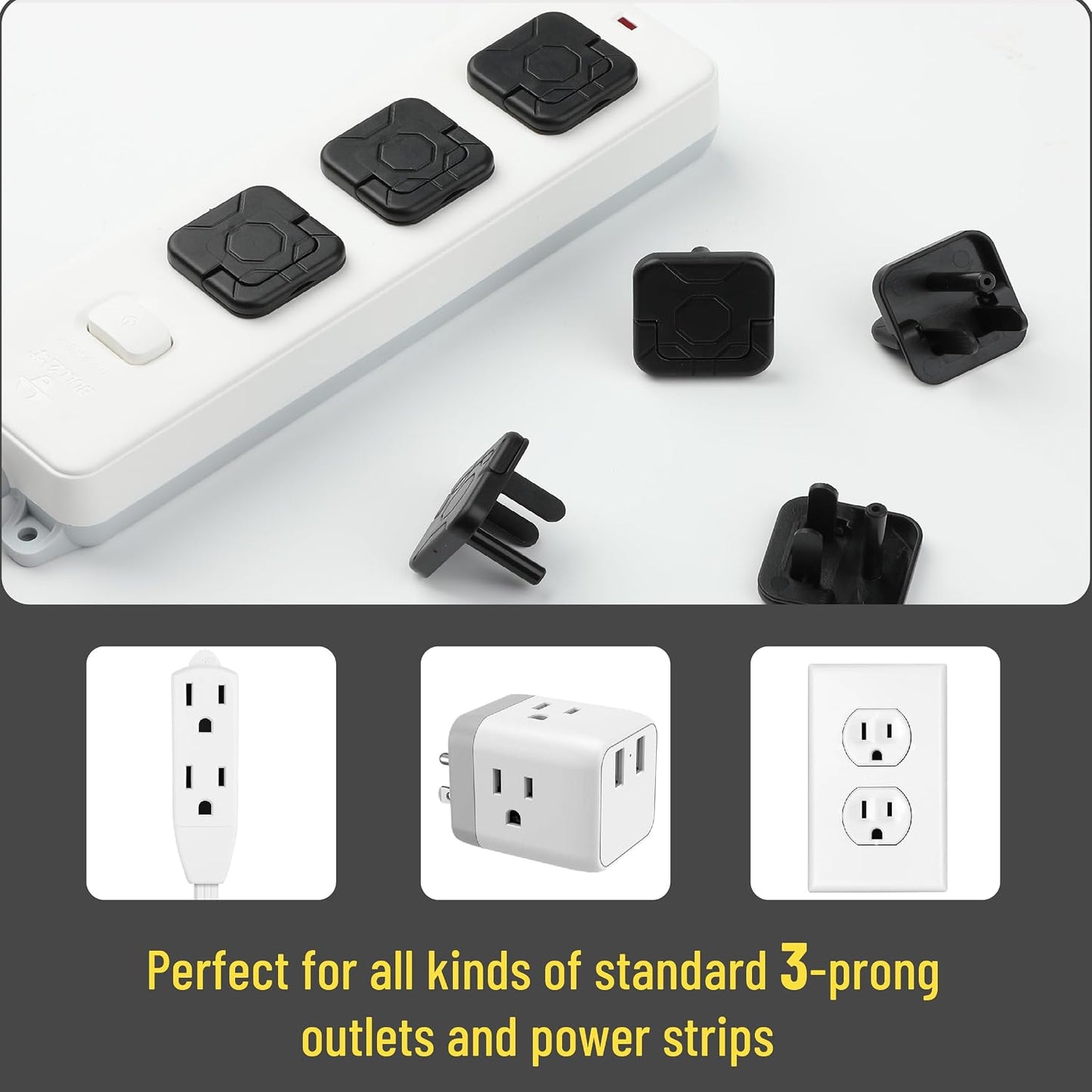 Bates Outlet Covers - Baby Proofing, 10 Pack, 3 Prongs, Child Proof