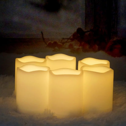 CANDLE CHOICE Waterproof Outdoor Battery Operated Flameless Candles with Remote Timer Plastic Flickering Fake Electric LED Pillars for Lantern Garden Wedding Christmas Decorations 3x4 Inches 3 PCS
