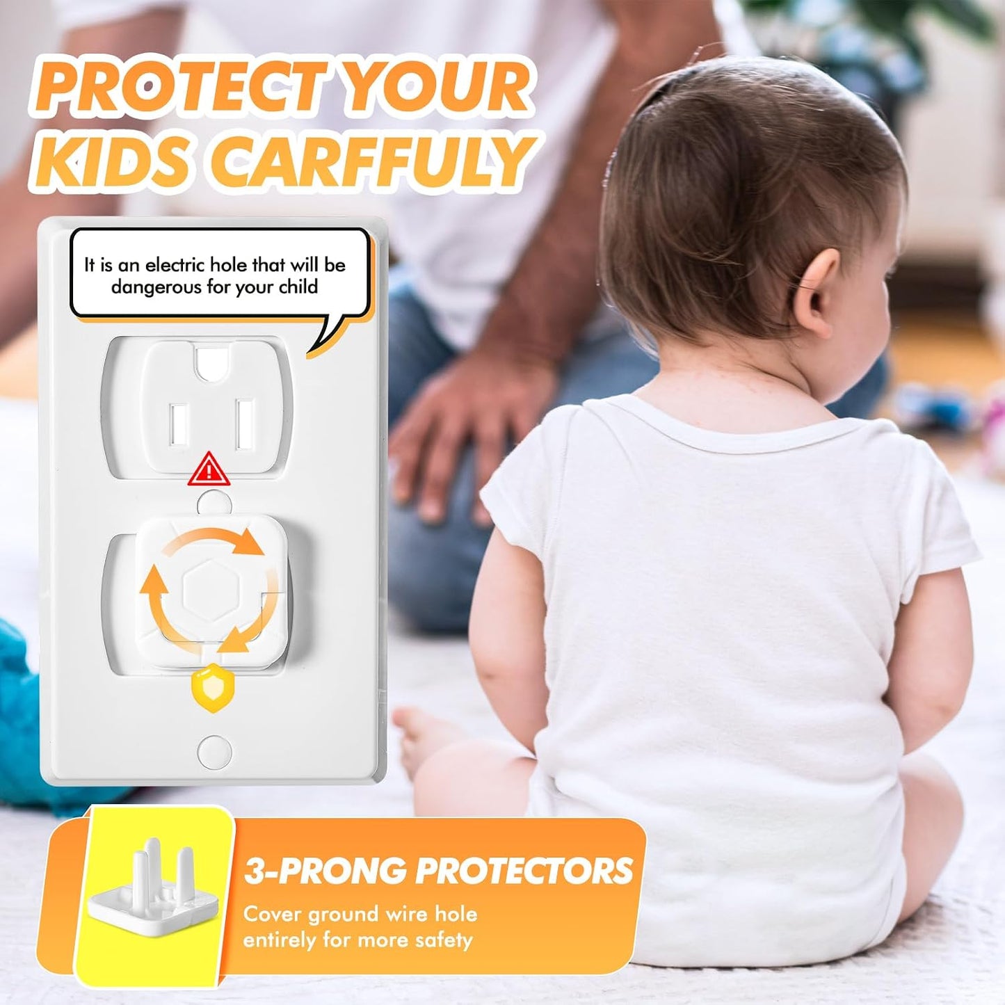 Thyle 100 Pcs Outlet Covers Protectors Plug Bulk Child Baby Proofing Proof for US 3-prong Electrical Outlets Easy Install Socket Sturdy Safe Secure Baby Proofing Kit for Home Office