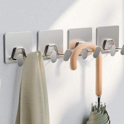 susswiff Shower Hooks for Inside Shower - Extra Sticky Stainless, Razor Holder Accessories, Wall Mounted Self-Adhesive Double Hooks for Razor, Loofah, Towel, Shaver, Coat, Key, Silver 6 Pack