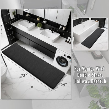 Yimobra Memory Foam Bath Mat, Super Soft Absorbent Bathroom Rug Non Slip, Quick Dry, Machine Washable Floor Carpet for Tub Shower, Home Decor Accessories, 24x17, Grey
