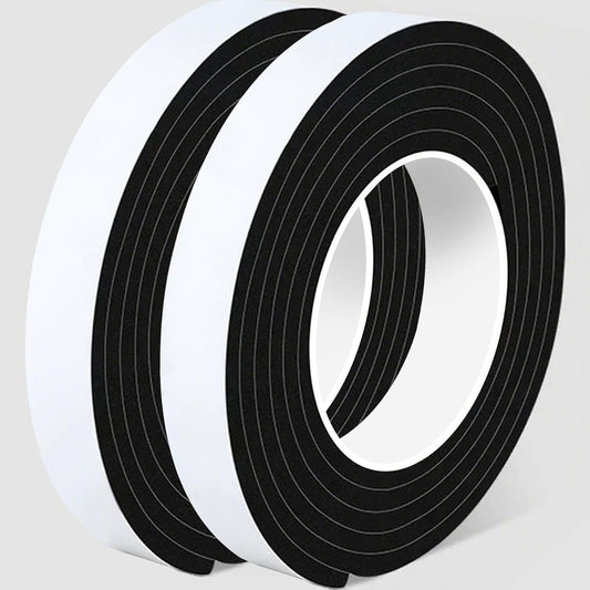 Foam Weather Stripping Door Seal,1 Inch W x 1/17 Inch T x 33 Feet White Window Sealing Tape，Single-Sided Self-Adhesive Insulation Sealing Strip