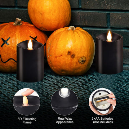 3x4 Flickering Flameless Candles Set of 3,Real Wax Pillar LED Candles,with Timer,4 inch Flameless Candles with Remote,for Party Wedding Holiday Home Decor,Ivory