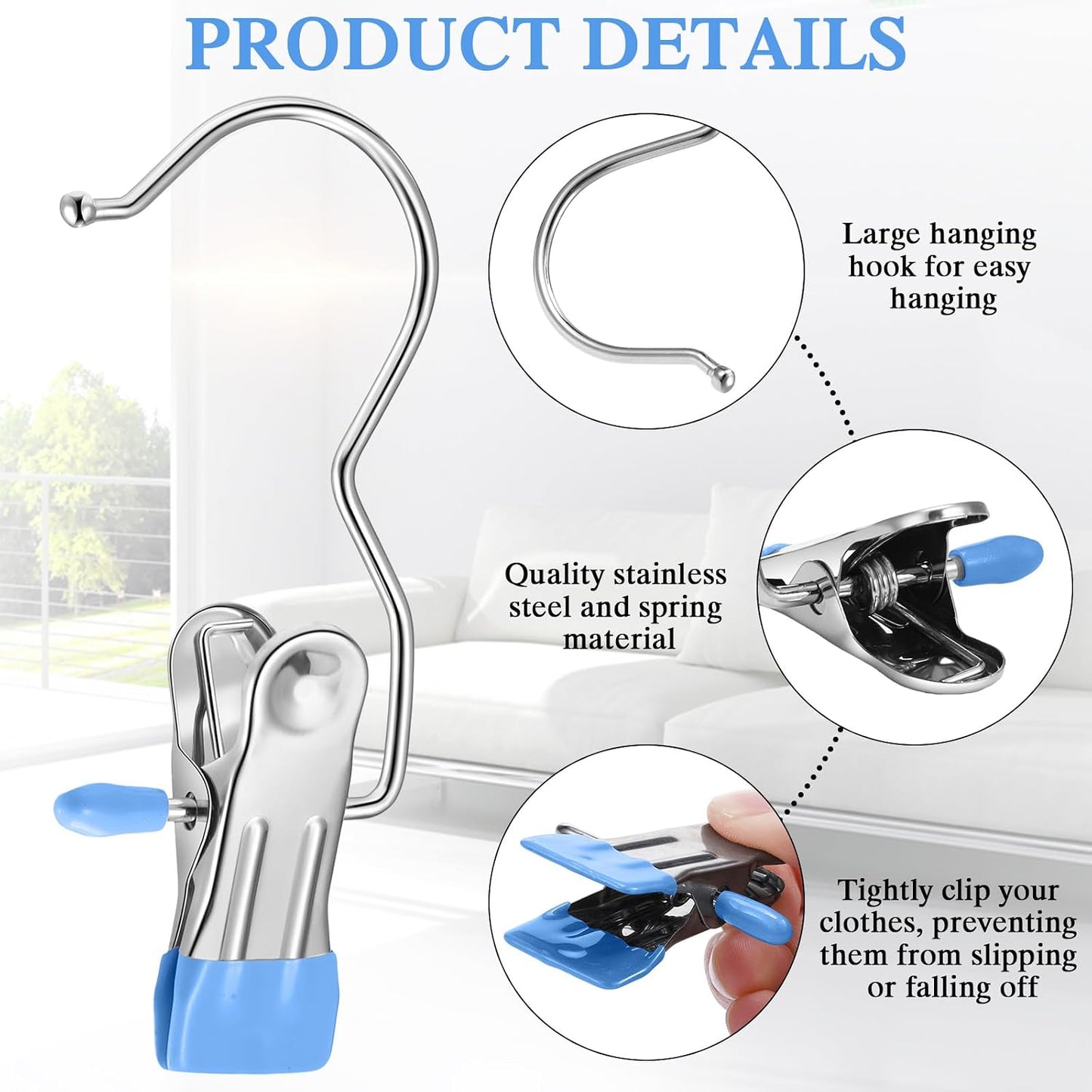Yinder 150 Pcs Boot Hangers Clips Laundry Hooks Hanging Stainless Steel Clothes Pins Portable Clip Hangers for Closet Travel Socks Pants Handbags Hats Towels (Beige)