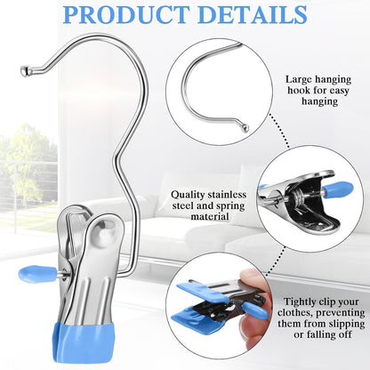 Yinder 150 Pcs Boot Hangers Clips Laundry Hooks Hanging Stainless Steel Clothes Pins Portable Clip Hangers for Closet Travel Socks Pants Handbags Hats Towels (Beige)
