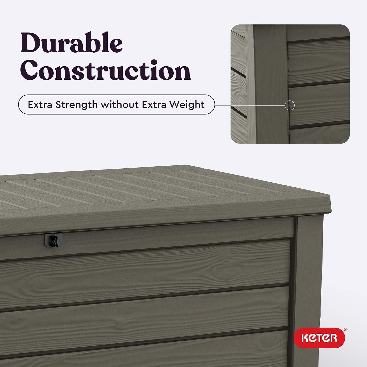 Keter 150 Gallon Resin Large Deck Box Organization and Storage Box for Patio, Outdoor Cushions, Garden Tools, Brown | Hydraulic Pistons, Resin, Weatherproof