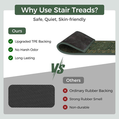sarben Non Slip Stair Treads for Wooden Steps 15PCS - 8"x30" Indoor Safety Carpet, Edging Mats with TPE Adhesive Backing, Pet and Elderly Friendly Stair Rugs (Taupe) - Colors B