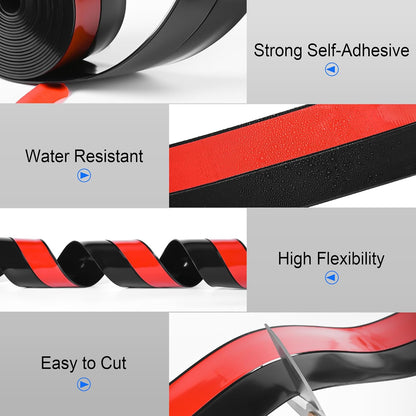 ToLanbbt Weather Stripping Silicone Door Seal Strip 2 in x 20 ft Door Draft Stopper Self Adhesive Door Draft Tape, Side & Bottom Gaps Insulation Strip for Glass Shower Door Sliding Door Window, Black