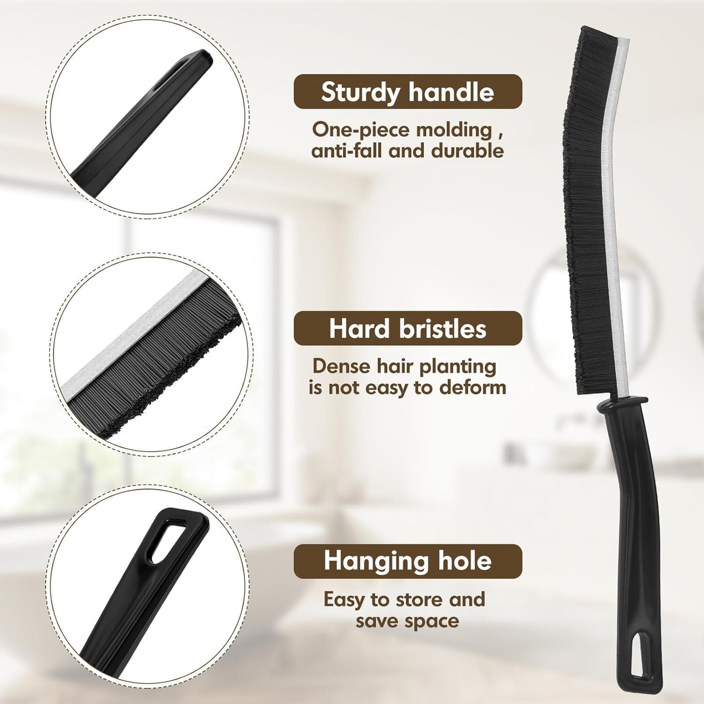 6P Crevice Cleaning Brush Hard Bristle Crevice Grout Cleaner Brush Thin Brush Gap Grout Cleaner for for Household Use, Bathroom, Kitchen