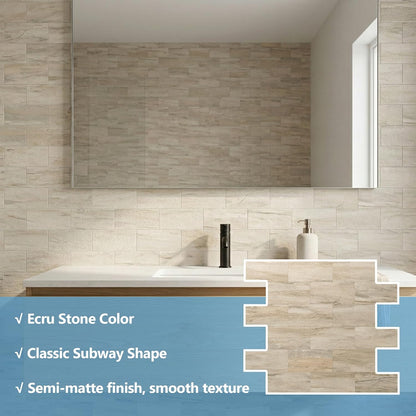 2026 New Upgrade Peel and Stick Backsplash Tile, Peel and Stick 11.34" X 11.57" Wall Tile for Kitchen, Bathroom, Fireplace, Laundry (Beige Ecru, 10 Packs)