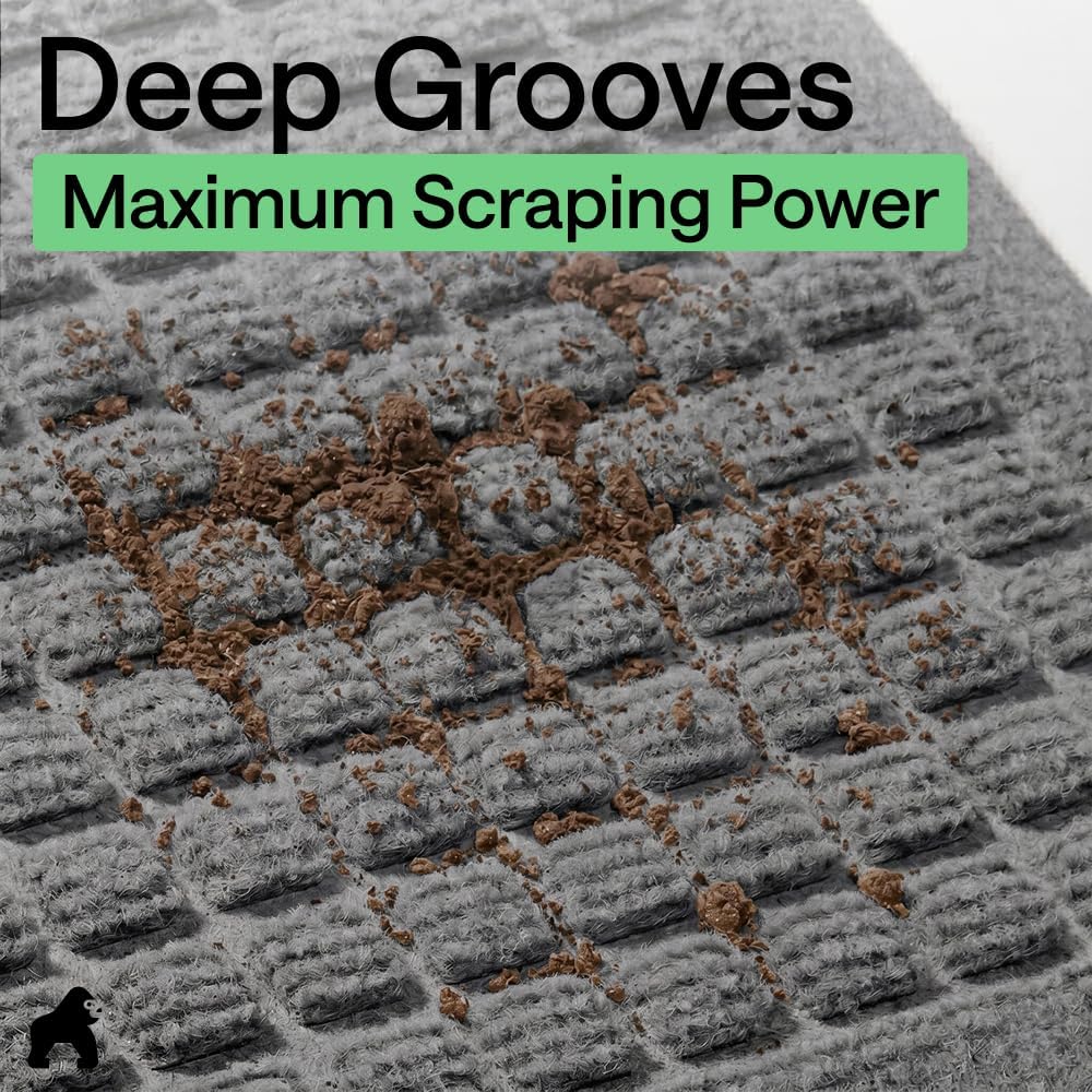 GORILLA GRIP® Ultra Absorbent Front Door Mat Outside Entrance, Traps Dirt and Moisture, HydroABSORB Indoor Outdoor Doormat Holds Up to 1.7 Cups Water, Stain and Fade Resistant Welcome Mat, 29x17 Black