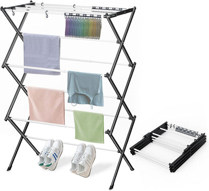 Clothes Drying Rack Household Indoor, Foldable Drying Rack Clothing for Laundry - 40" x 28.8" x 14.2", Space Saving Indoor, Black-1pack
