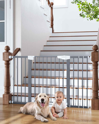 Cumbor 30-46" Baby Gate for Stairs, Mom's Choice Awards Winner-Auto Close Dog Gate for The House, Gifts for Mom, Easy Install Pressure Mounted Pet Gates for Doorways, Black
