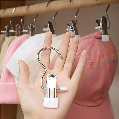 Clips for Hanging, Clothes Drying Clip Multifunctional Seamless Towel Hat Sock Windproof Pants Clip, Stainless Steel Hook Hanger Clips for Pants, Socks, Towels, Hats, Boots, and Travel