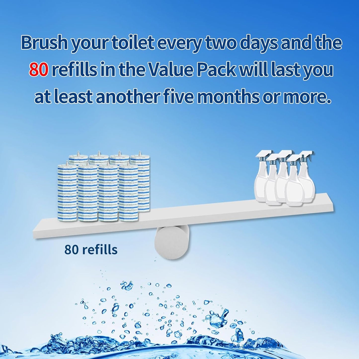 Hohoky Disposable Toilet Brush Cleaning System, Two Sets of Wands and 60p Refills Pads Replacement Heads, Wall Mounted Toliet Stick Wand Starter Kit Bathroom Maintenance, Toilet Bowl Cleaner Holder