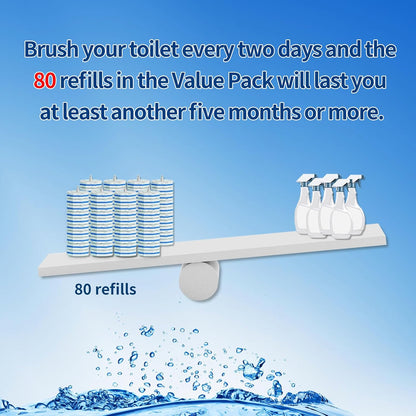 Hohoky Disposable Toilet Brush Cleaning System, Two Sets of Wands and 60p Refills Pads Replacement Heads, Wall Mounted Toliet Stick Wand Starter Kit Bathroom Maintenance, Toilet Bowl Cleaner Holder