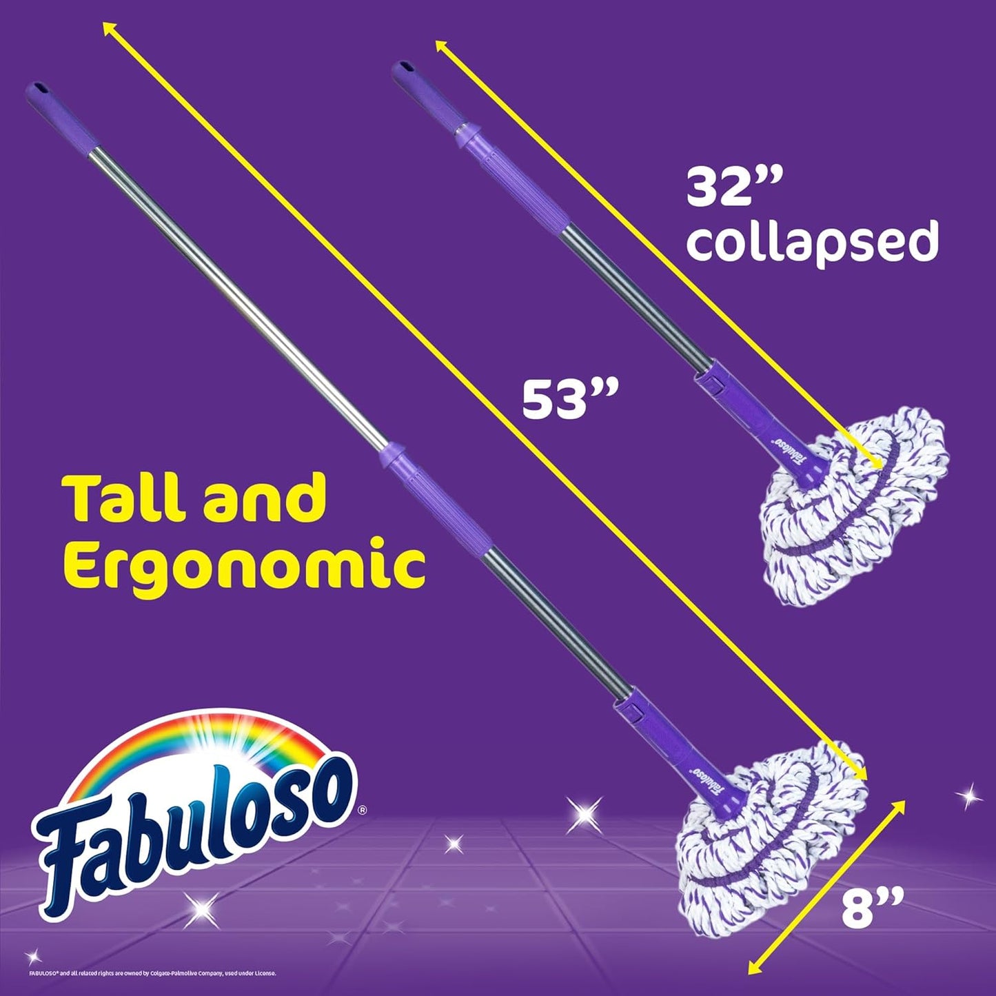 Fabuloso Spin Mop and Bucket Set, Hands-Free Pedal-Activated Spin Wringer, Adjustable Pole, Machine Washable and Replaceable Microfiber Mop Head, Works on All Hard Floor Surfaces