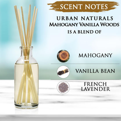 Urban Naturals Smoked Vanilla Reed Diffuser Set with Vanilla Bean, Sandalwood & Leather | Made in the USA - Colors A