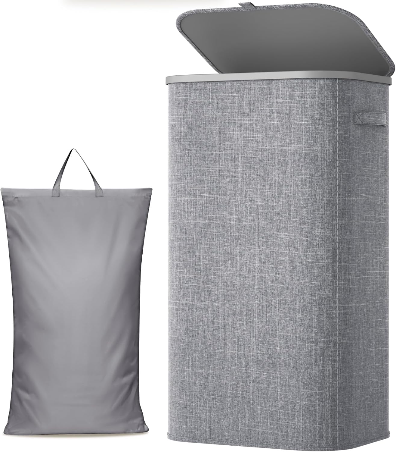 Lifewit 165L Large Laundry Basket with Lid, Laundry Hamper with Plastic Handles and Removable Bag, Foldable Tall Dirty Clothes Hampers for Laundry for Laundry Room, Bedroom, Bathroom, Dorm, Beige
