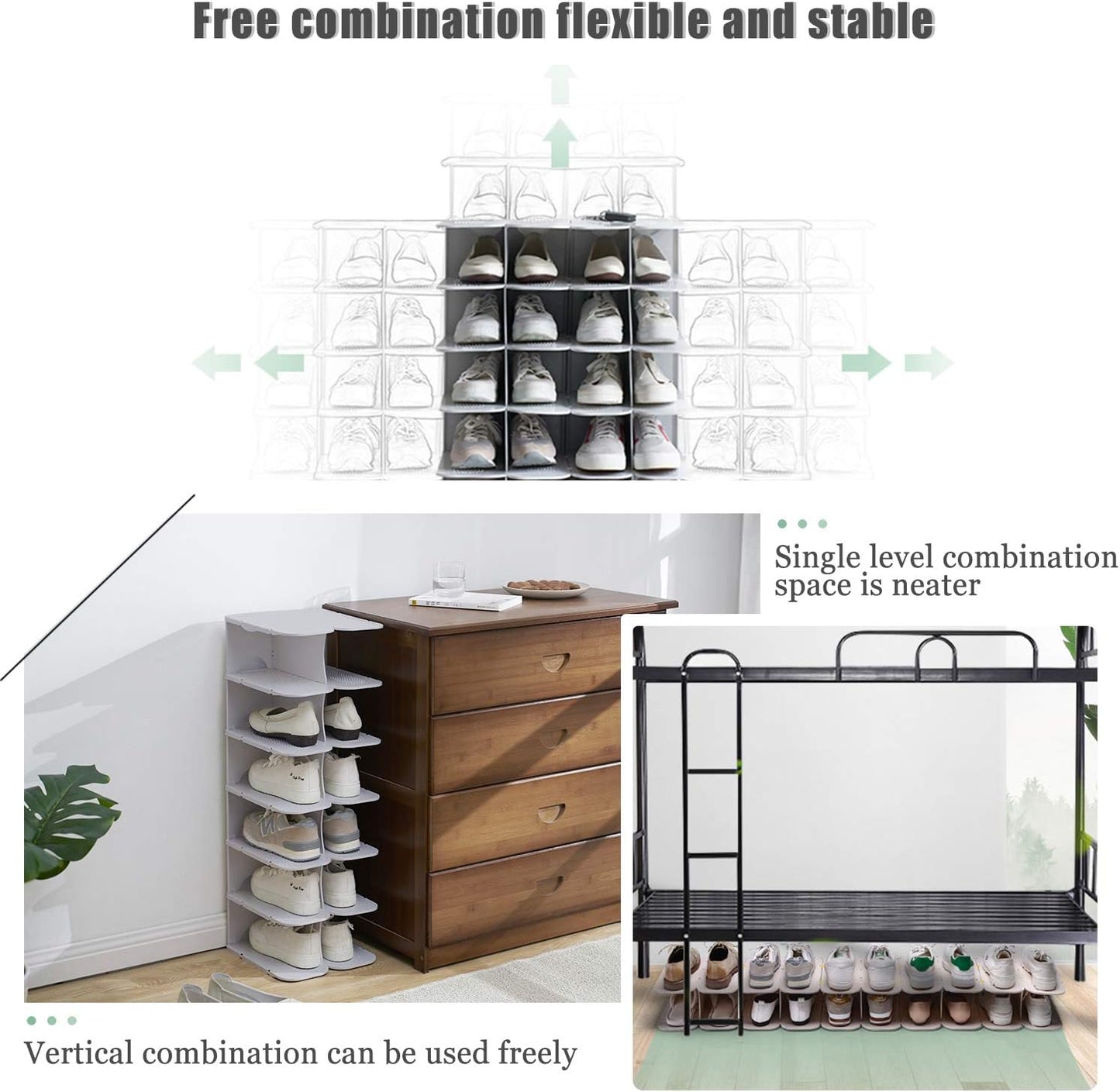6-Tier Narrow Shoe Rack for Small Entryways, Space-Saving Adjustable Stackable Shelves, Free Standing Shoe Organizer for Closet, Corner, Doorway, Grey