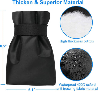 Outdoor Faucet Covers for Winter Freeze Protection, Upgraded Thicken 8.5" H x 6.1" W Outside Garden Faucet Socks for Winter Waterproof Reusable Hose Bibs Insulated Spigot Cover, 2 Pack Black